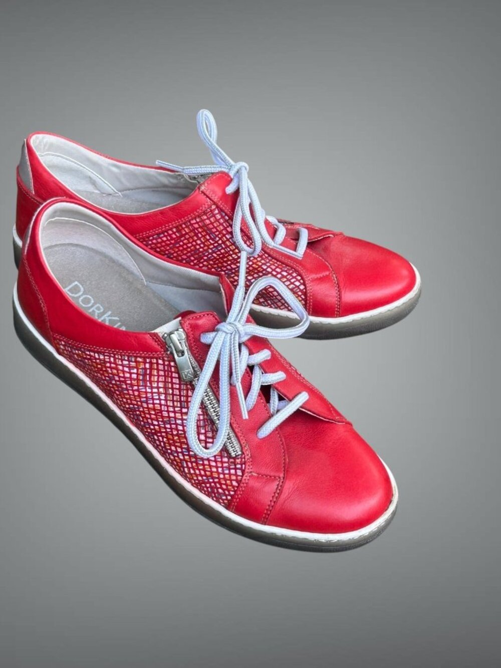 Dorking by Fluchos Red Side Zip Comfort Sneakers Size 40